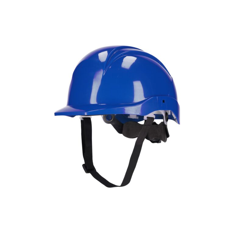 Active Gear HD9 blauwe ongeventileerde bouwhelm met kinband